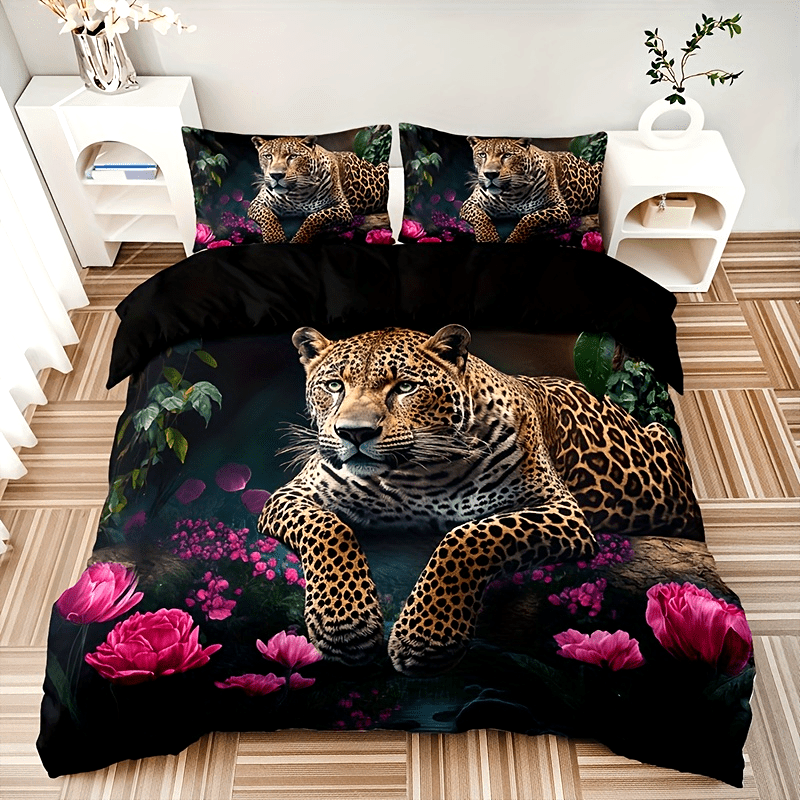 Luxurious Bedding with Leopard Print – Dark, Elegant Design for Exotic Bedroom Ambiance