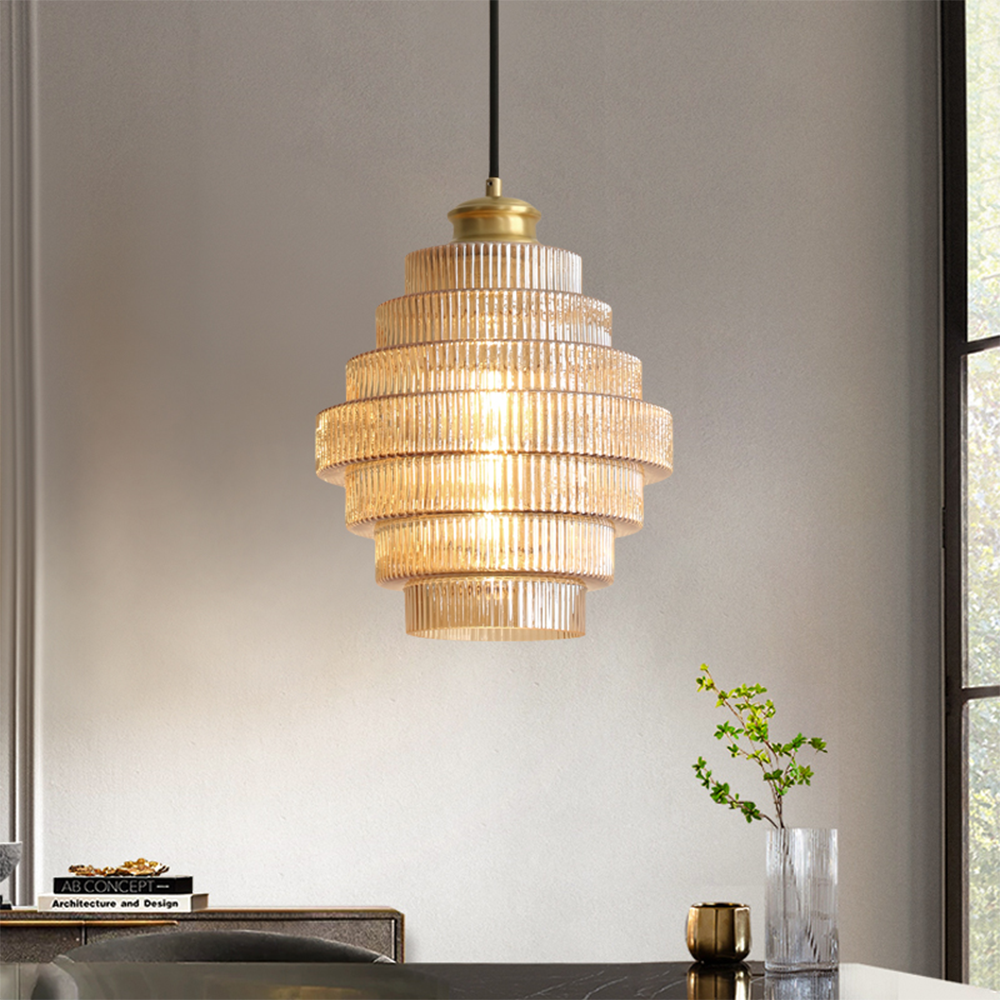 Vintage Fluted Glass Pendant Lights