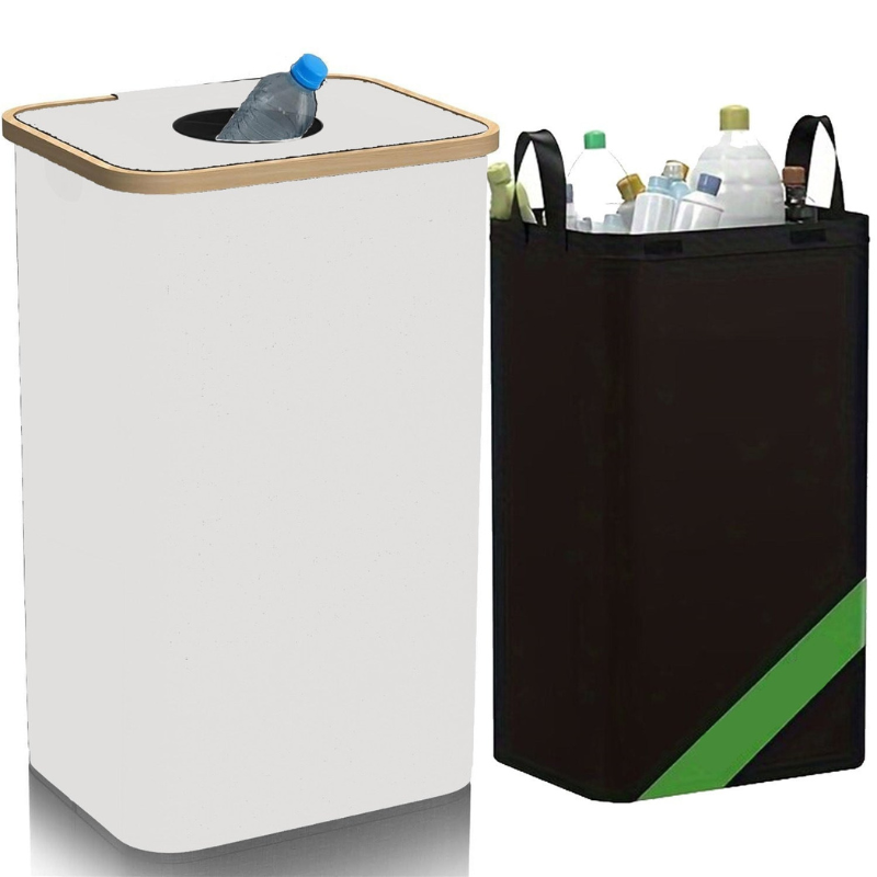 Foldable Dual-Use Storage Bag for Recycling & Bottle Storage