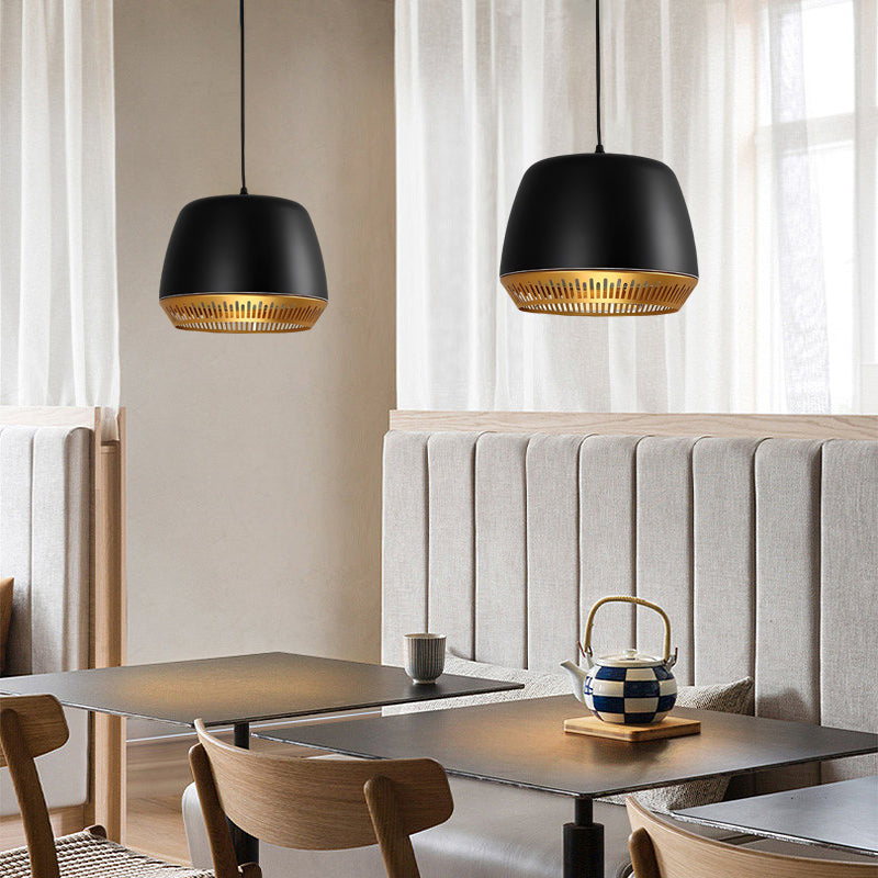 Round Industrial Pendant Light in Metal - Ceiling Light for Dining Room & Office