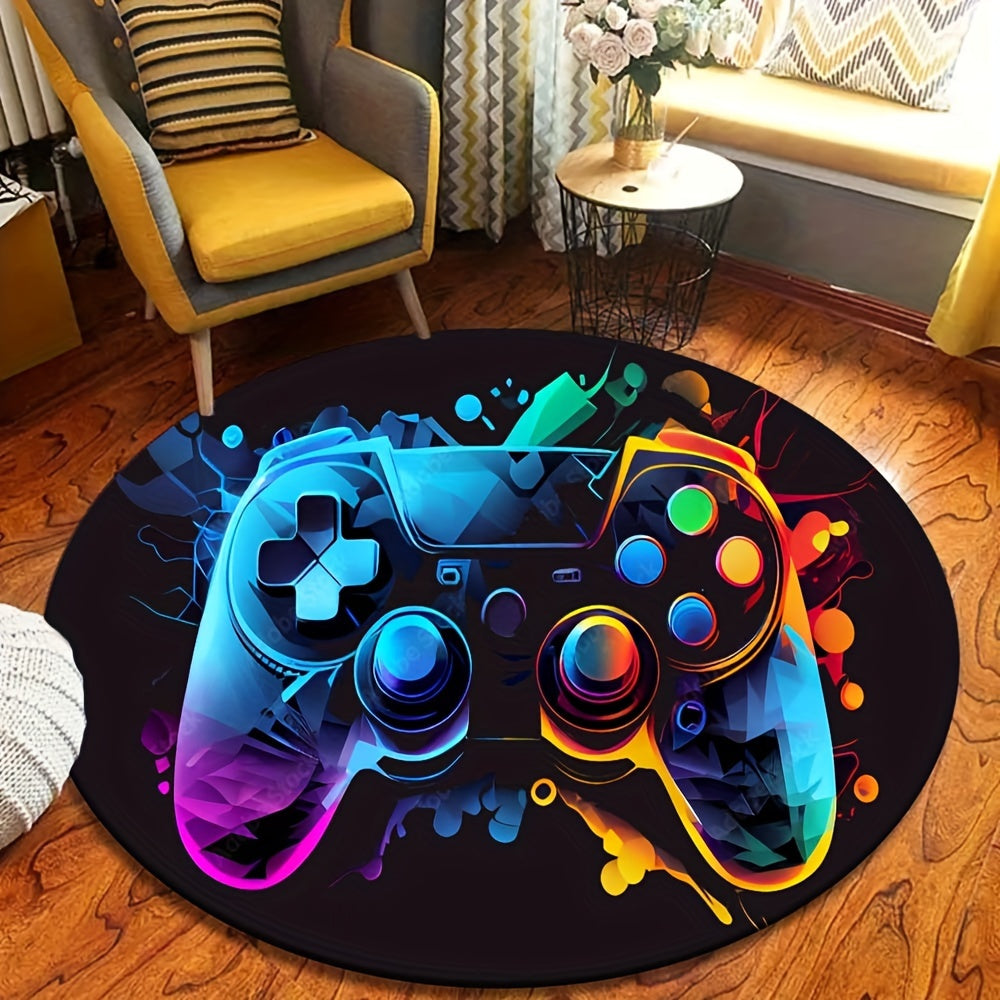 Round Rug in Gamepad Design – Perfect for Gaming Rooms & Youth Room Decor