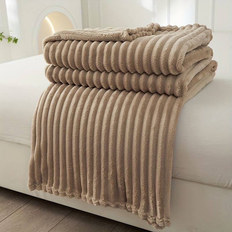 Soft Fleece Blanket with Ribbed Structure – Fluffy, Warm Blanket for Cozy Hours on Sofa & Bed