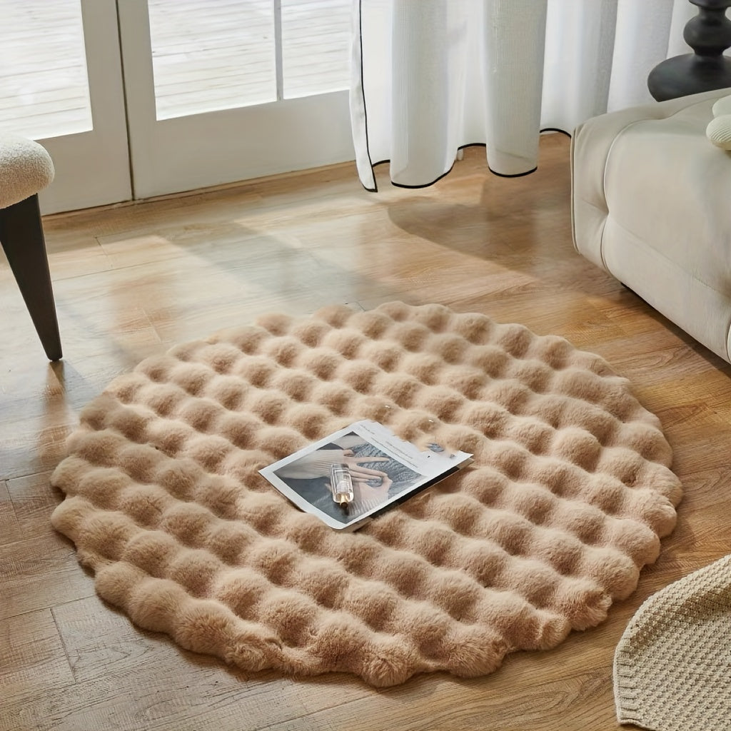 Round Fluffy Rug for Stylish Spaces – Soft Rug for Living Room & Bedroom