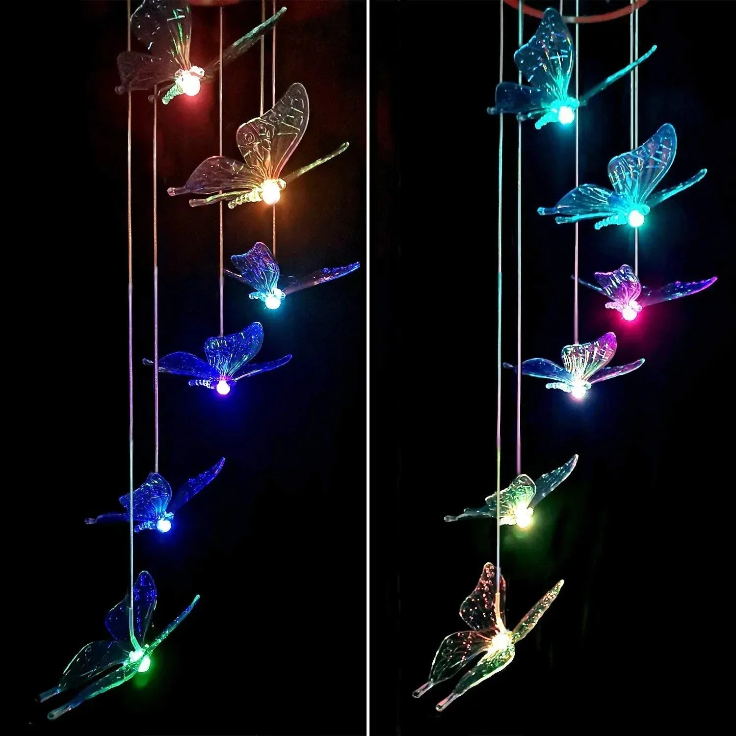 Solar-Powered LED Fairy Lights with Butterflies – Decorative Outdoor Lighting for Garden and Balcony