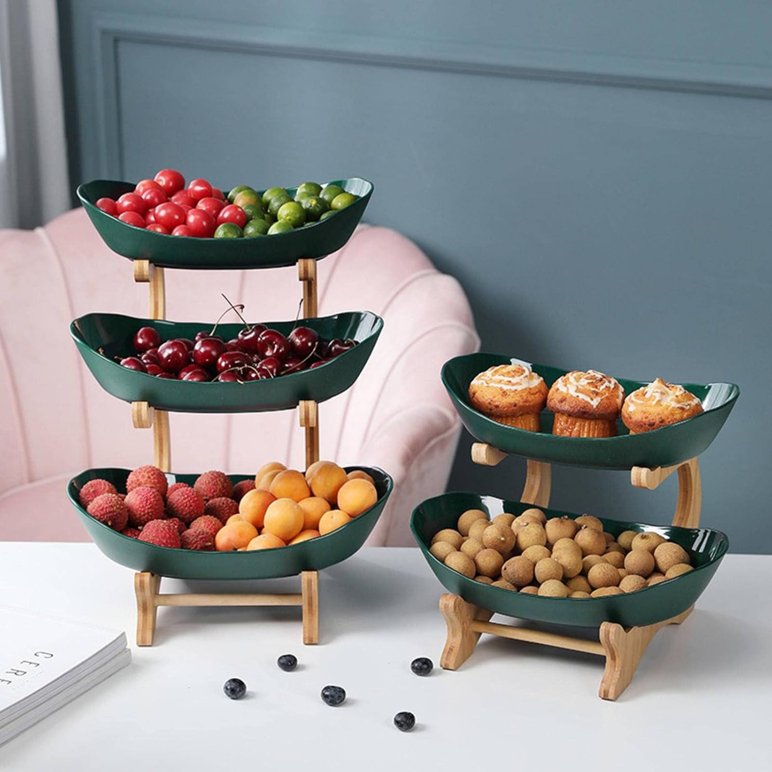 Elegant Metal Fruit Stand with 3 Tiers – Space-Saving Fruit Bowl for Kitchen and Living Room