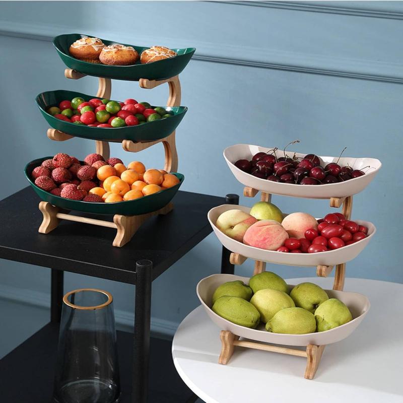 Elegant Metal Fruit Stand with 3 Tiers – Space-Saving Fruit Bowl for Kitchen and Living Room