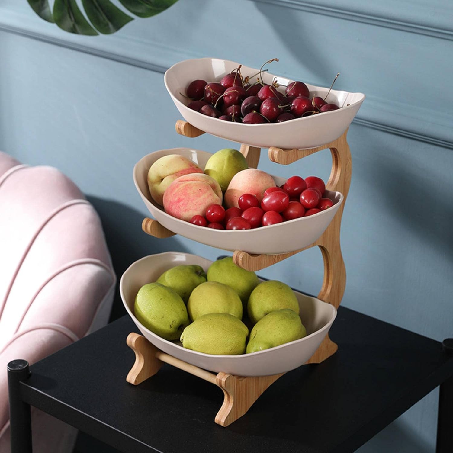 Elegant Metal Fruit Stand with 3 Tiers – Space-Saving Fruit Bowl for Kitchen and Living Room