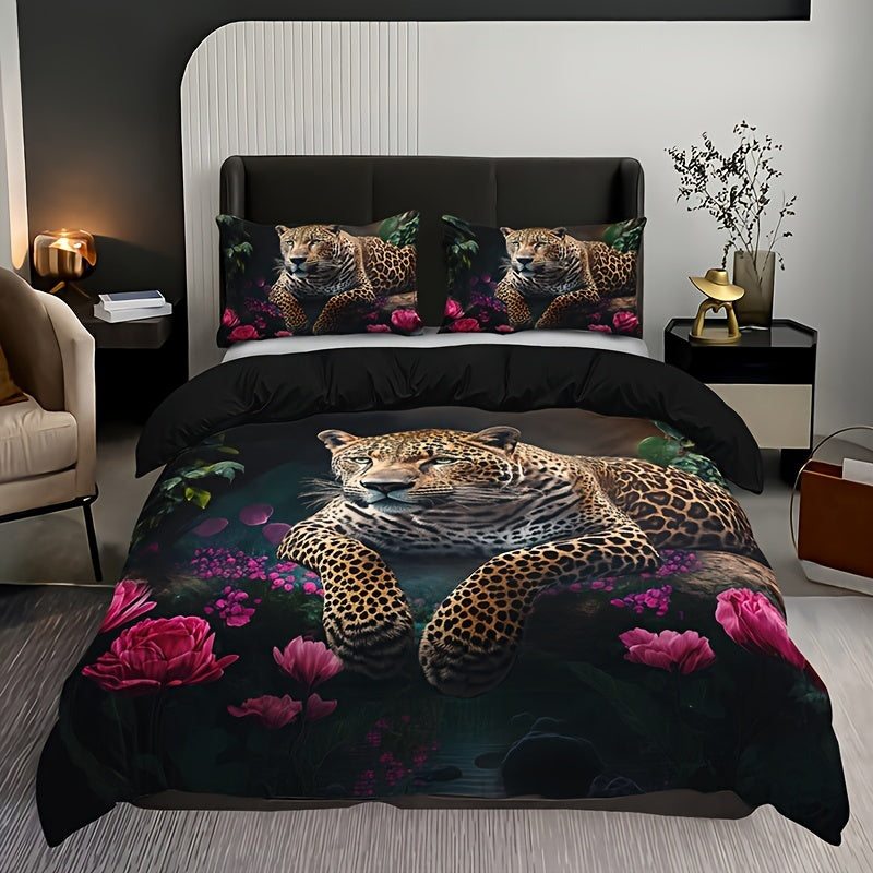 Luxurious Bedding with Leopard Print – Dark, Elegant Design for Exotic Bedroom Ambiance