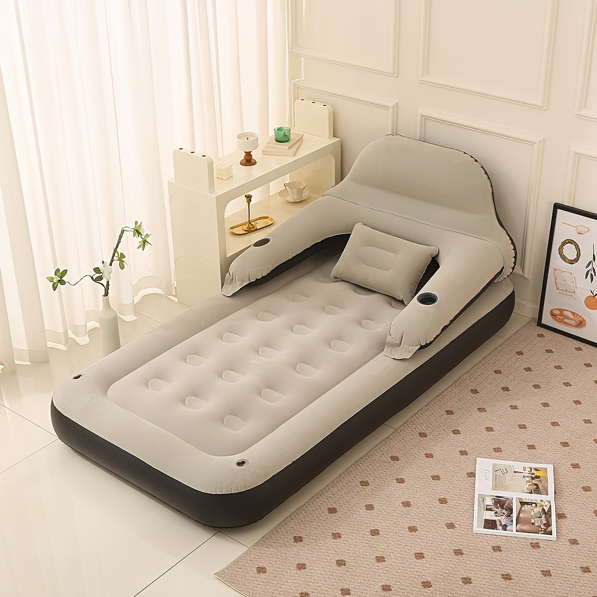 Inflatable Mattress with Pump and Backrest for Comfortable Sleep