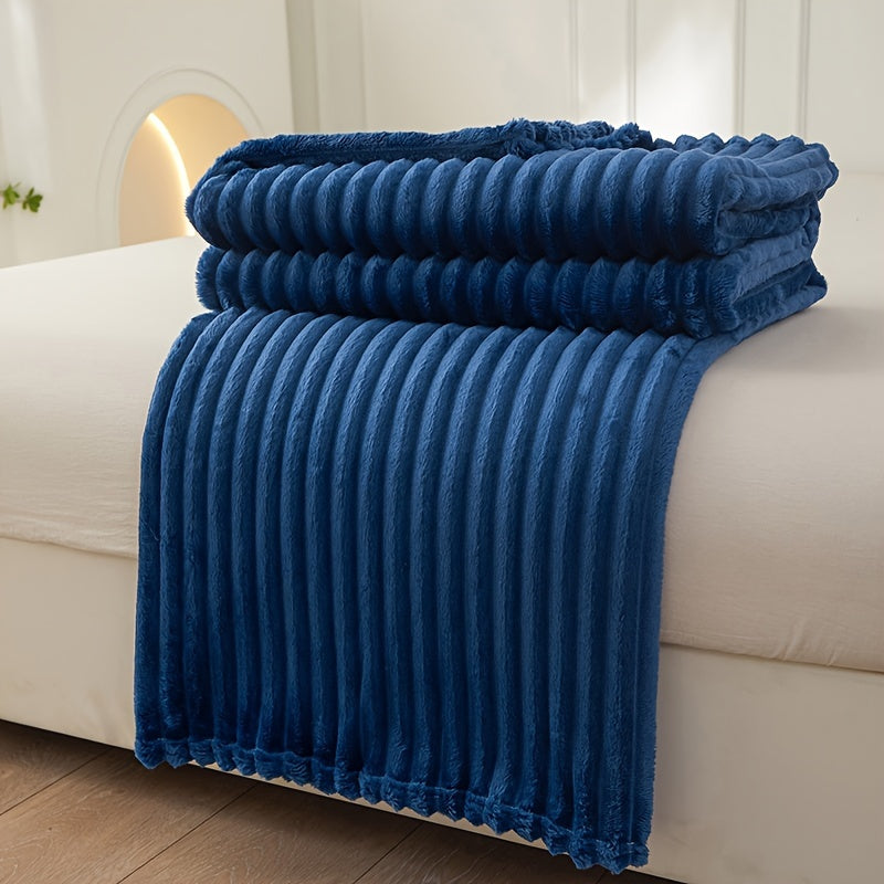 Soft Fleece Blanket with Ribbed Structure – Fluffy, Warm Blanket for Cozy Hours on Sofa & Bed