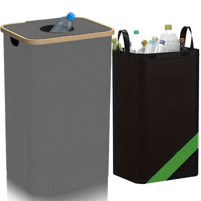 Foldable Dual-Use Storage Bag for Recycling & Bottle Storage