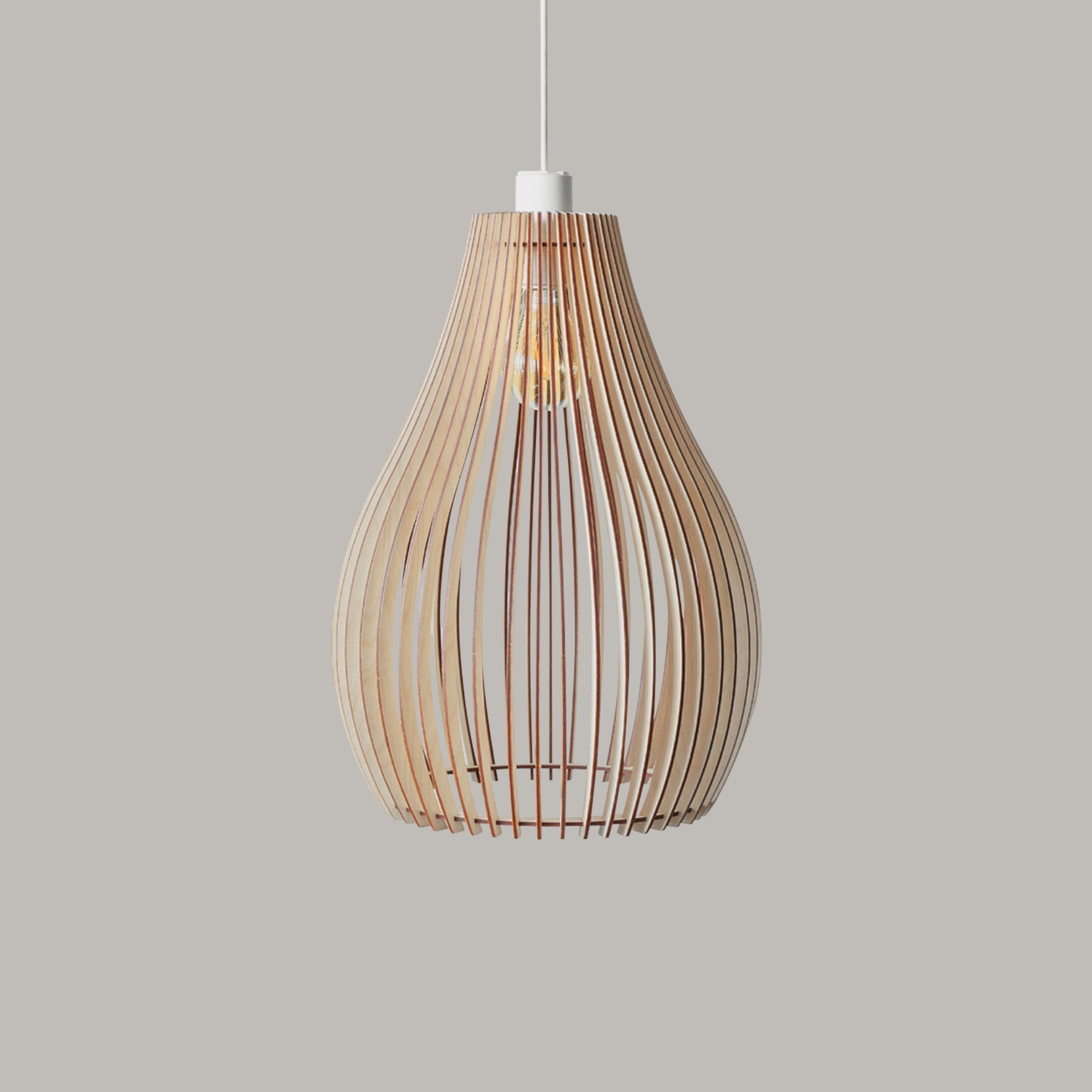 Scandinavian Pendant Light Made of Wood - Modern Wooden Lamp for Dining Room & Living Room, Natural Lighting in Nordic Design