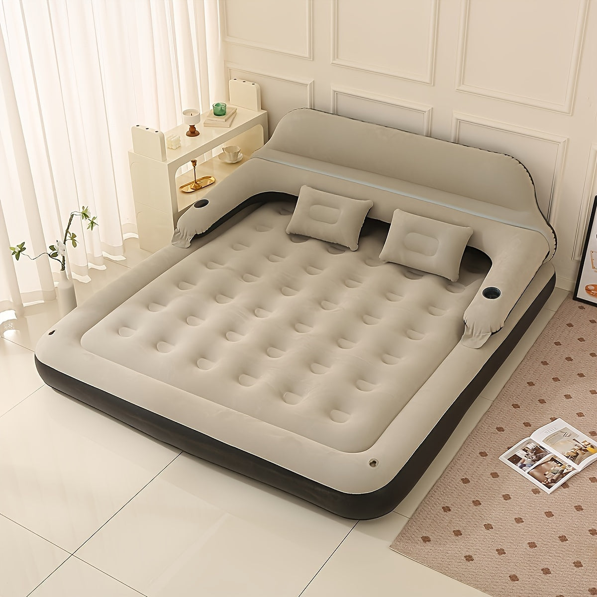 Inflatable Mattress with Pump and Backrest for Comfortable Sleep