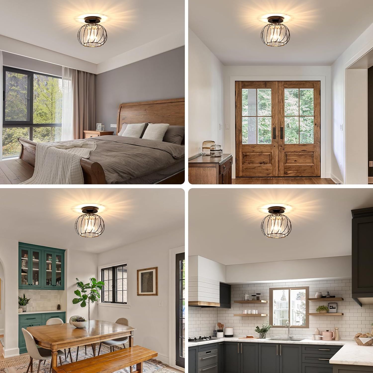 Set of 2 Modern Glass Ceiling Corridor Lights