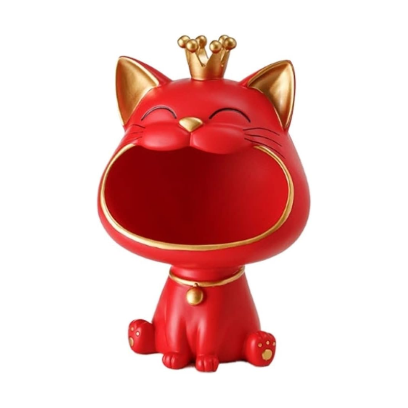 Laughing Lucky Cat Decoration, Bowl for Candy and Jewelry, Modern Design