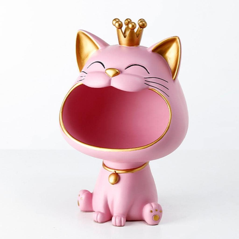 Laughing Lucky Cat Decoration, Bowl for Candy and Jewelry, Modern Design