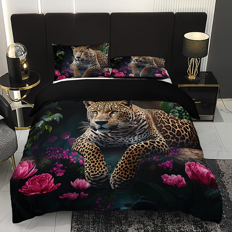 Luxurious Bedding with Leopard Print – Dark, Elegant Design for Exotic Bedroom Ambiance