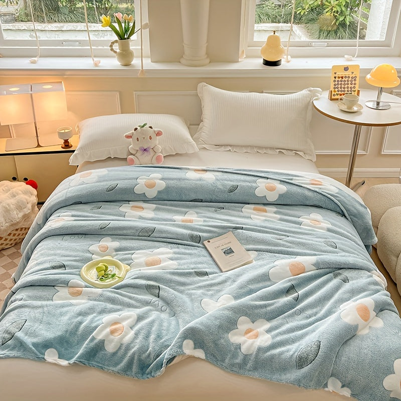 Soft Spring Blanket with Floral Pattern – Fluffy Plush Blanket for Cozy Hours at Home