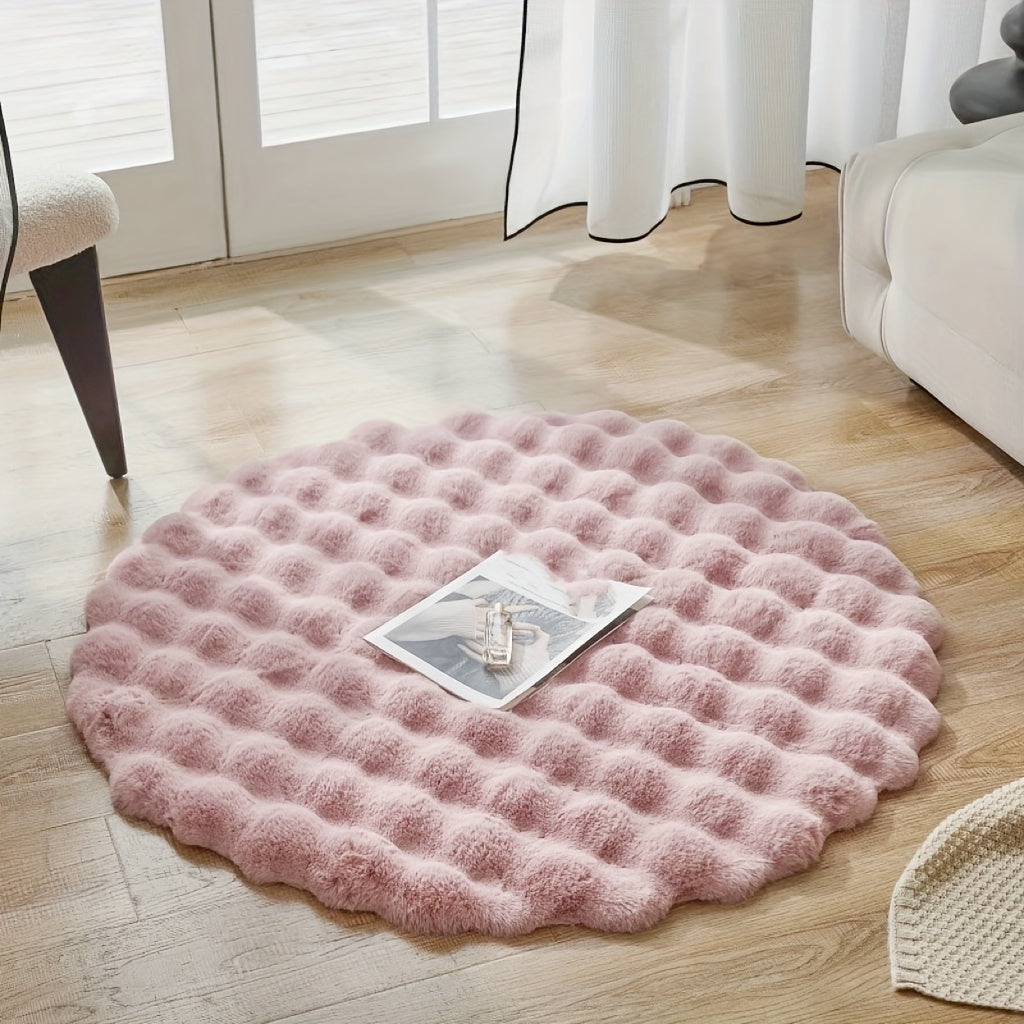 Round Fluffy Rug for Stylish Spaces – Soft Rug for Living Room & Bedroom