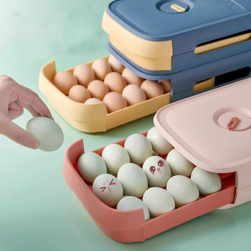 Stackable Egg Storage Box – Space-Saving Egg Dispenser for Refrigerator