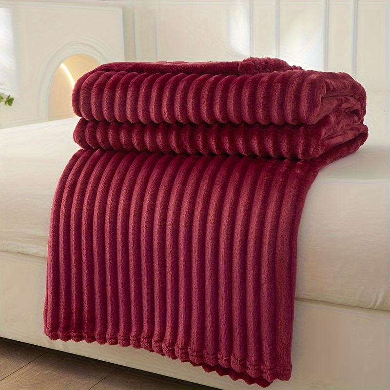 Soft Fleece Blanket with Ribbed Structure – Fluffy, Warm Blanket for Cozy Hours on Sofa & Bed