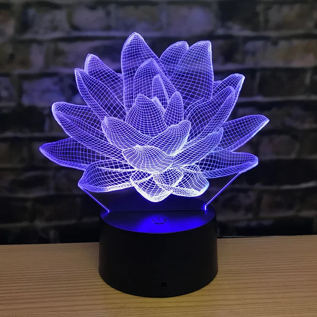 3D LED Lotus Night Lamp – Colour Changing Acrylic Design for Bedroom & Decoration