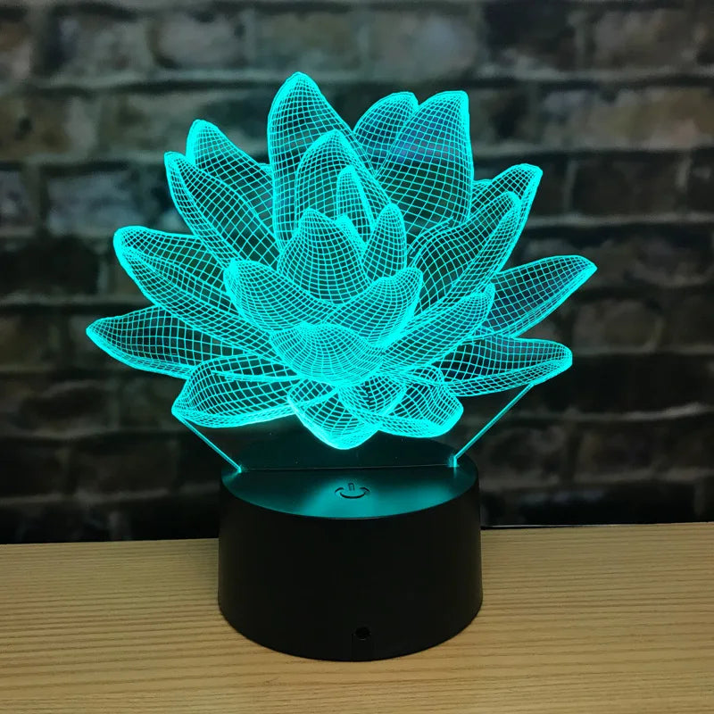 3D LED Lotus Night Lamp – Colour Changing Acrylic Design for Bedroom & Decoration