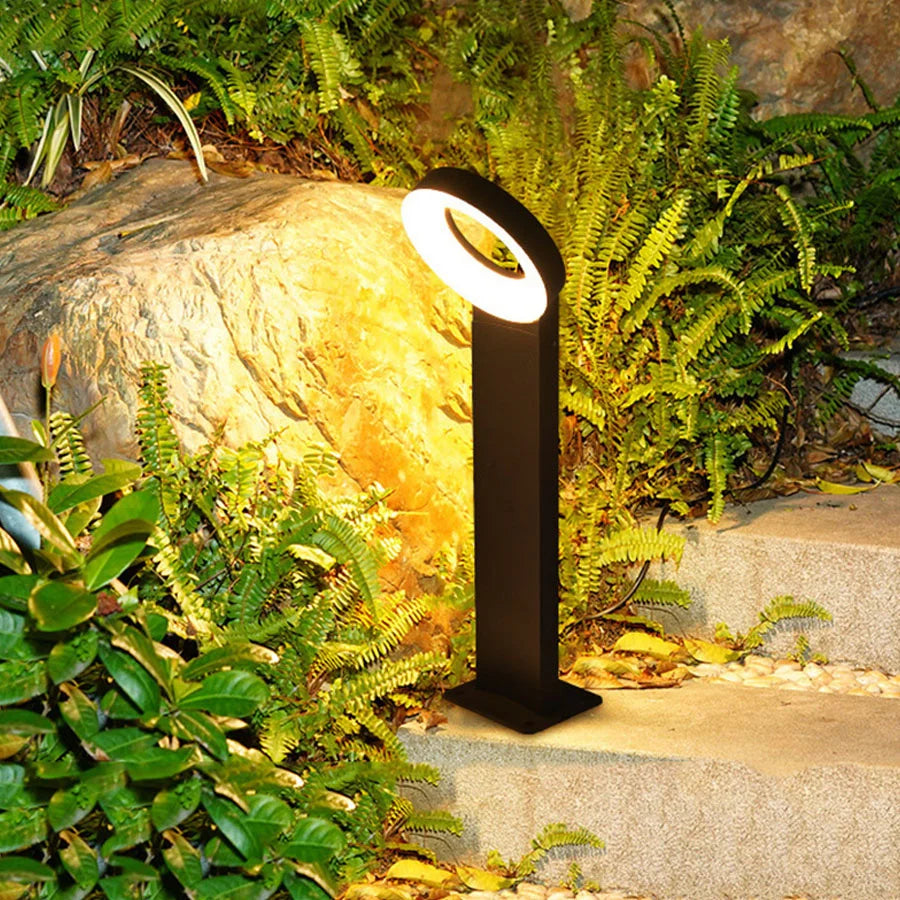 Solar LED Path Light Made of Aluminium - Modern Ring Design, Waterproof Outdoor Lighting, Energy Saving