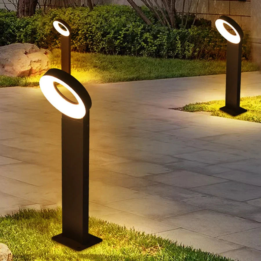 Solar LED Path Light Made of Aluminium - Modern Ring Design, Waterproof Outdoor Lighting, Energy Saving