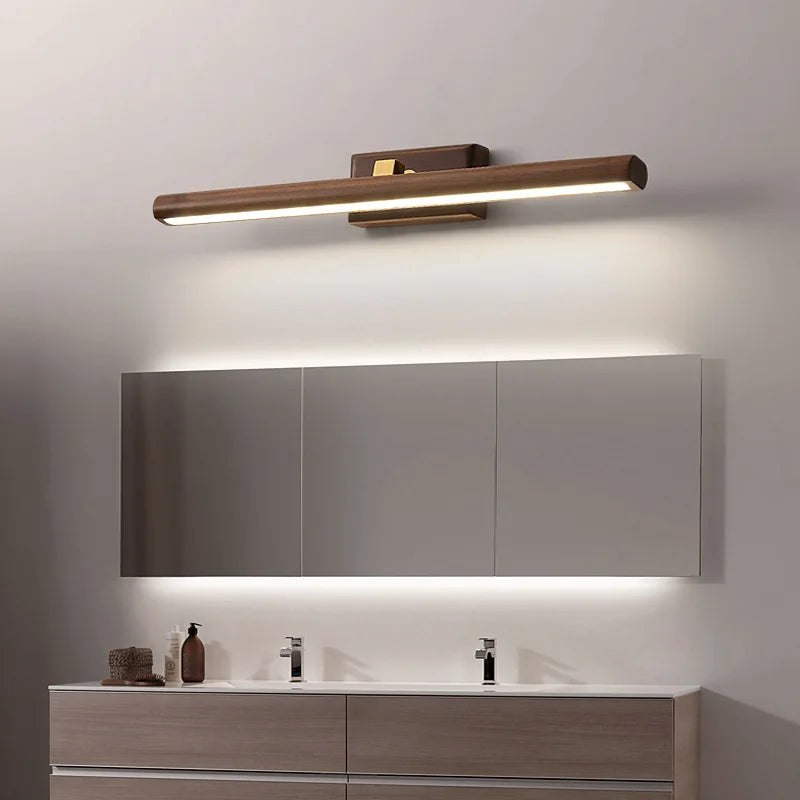 Black Walnut Wood Wall Lamp – Modern Wall Lamp Made of Natural Wood with LED Light for Bathroom and Bedroom