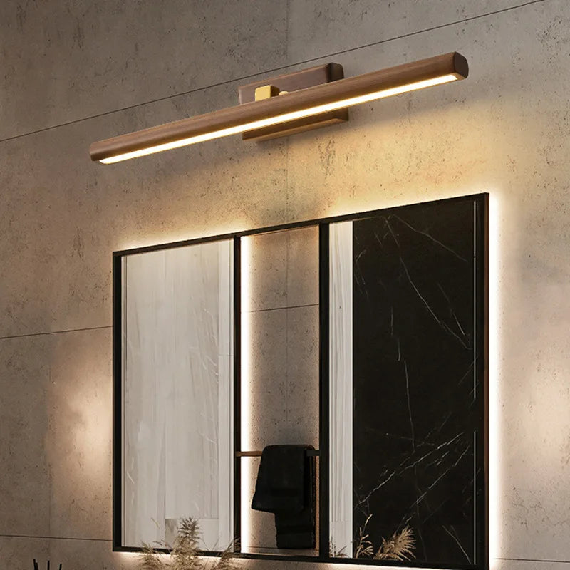 Black Walnut Wood Wall Lamp – Modern Wall Lamp Made of Natural Wood with LED Light for Bathroom and Bedroom