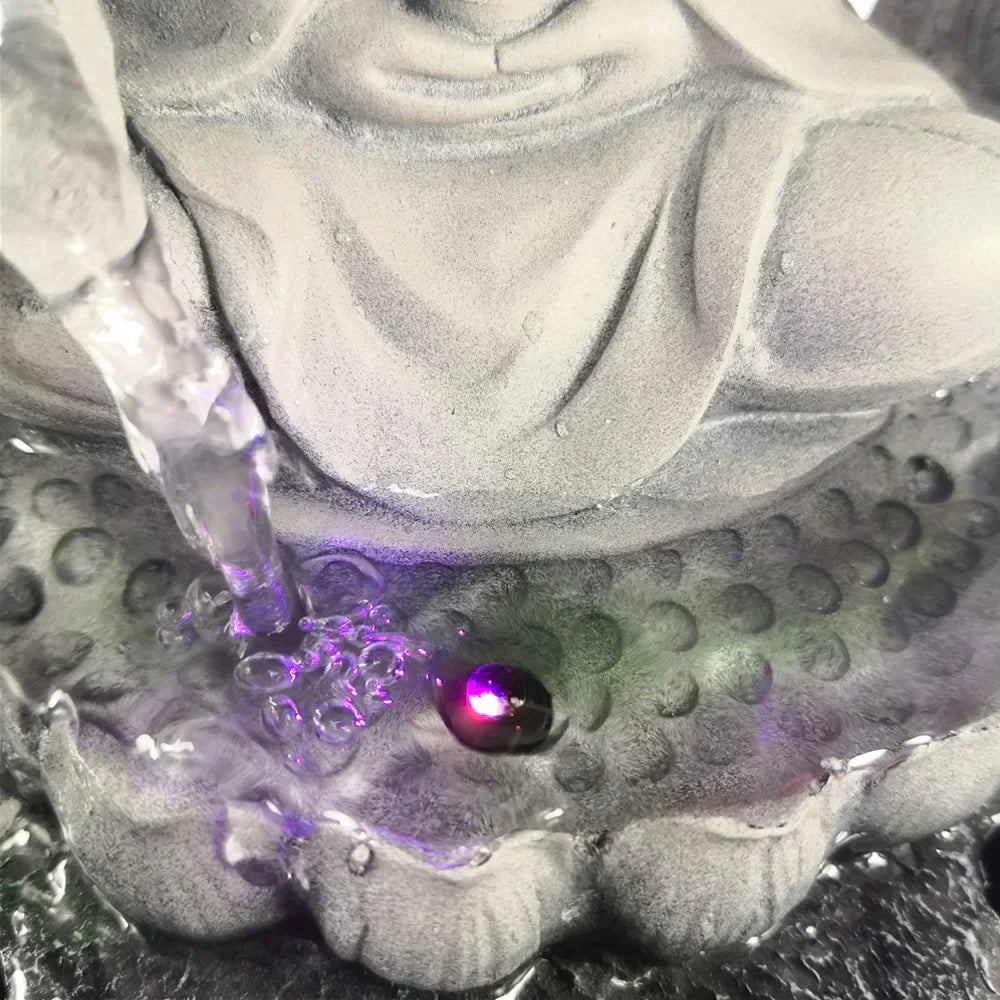 Buddha Water Fountain for Indoor Use, Relaxing Indoor Fountain with LED Lighting