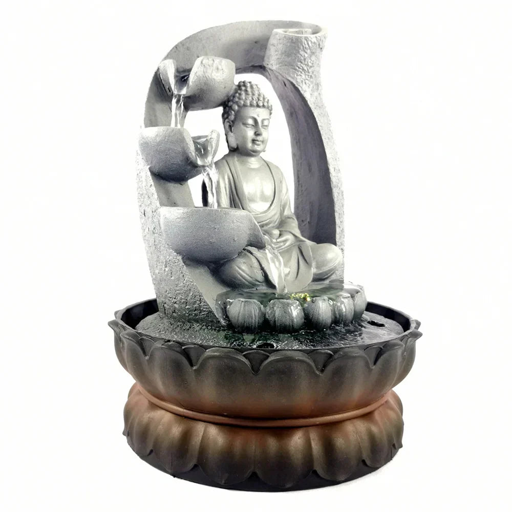 Buddha Water Fountain for Indoor Use, Relaxing Indoor Fountain with LED Lighting