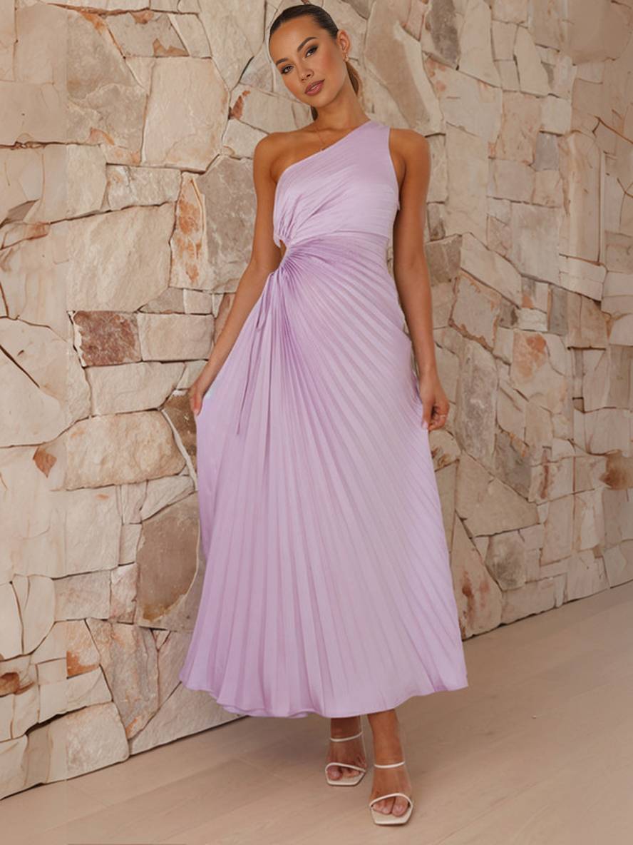 Women's Pleated Wedding Guest Dress | Maxi