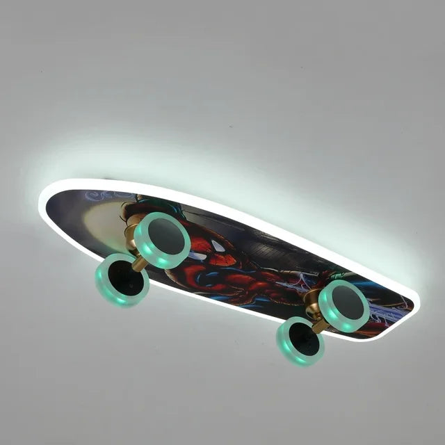 Skateboard Ceiling Light for Children's Room | Modern LED Lamp for Boys' Room