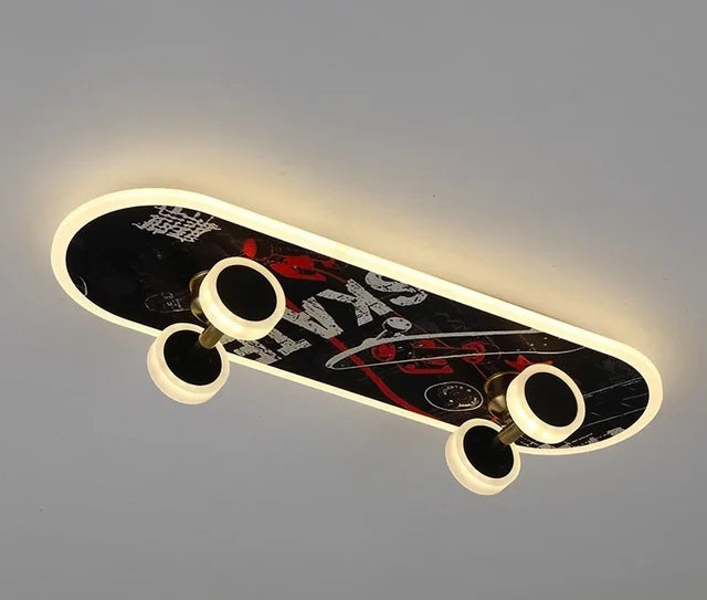 Skateboard Ceiling Light for Children's Room | Modern LED Lamp for Boys' Room