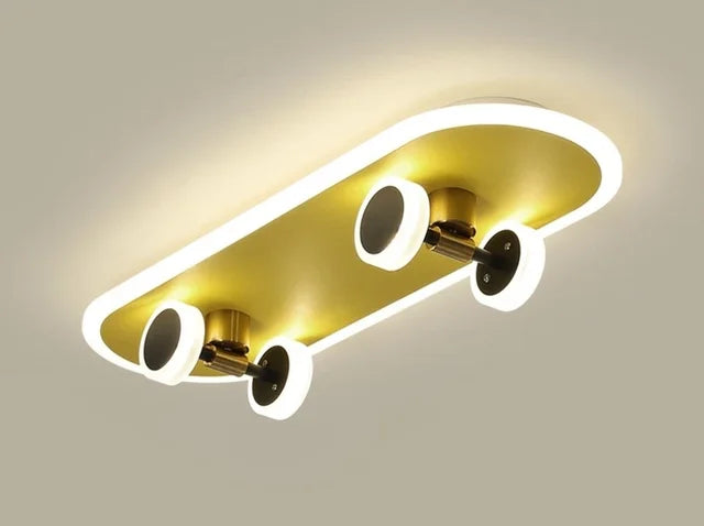 Skateboard Ceiling Light for Children's Room | Modern LED Lamp for Boys' Room