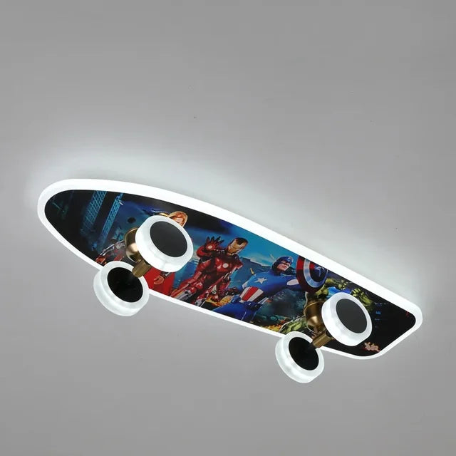 Skateboard Ceiling Light for Children's Room | Modern LED Lamp for Boys' Room