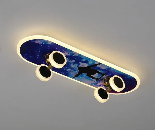 Skateboard Ceiling Light for Children's Room | Modern LED Lamp for Boys' Room