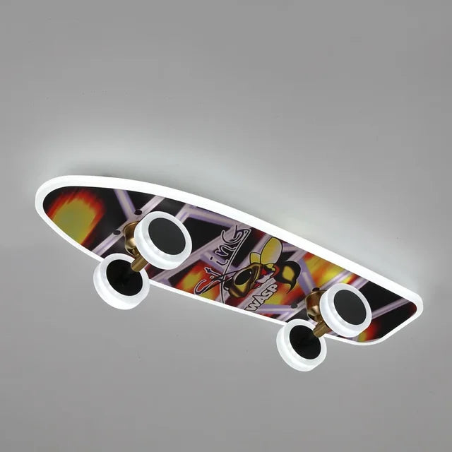 Skateboard Ceiling Light for Children's Room | Modern LED Lamp for Boys' Room