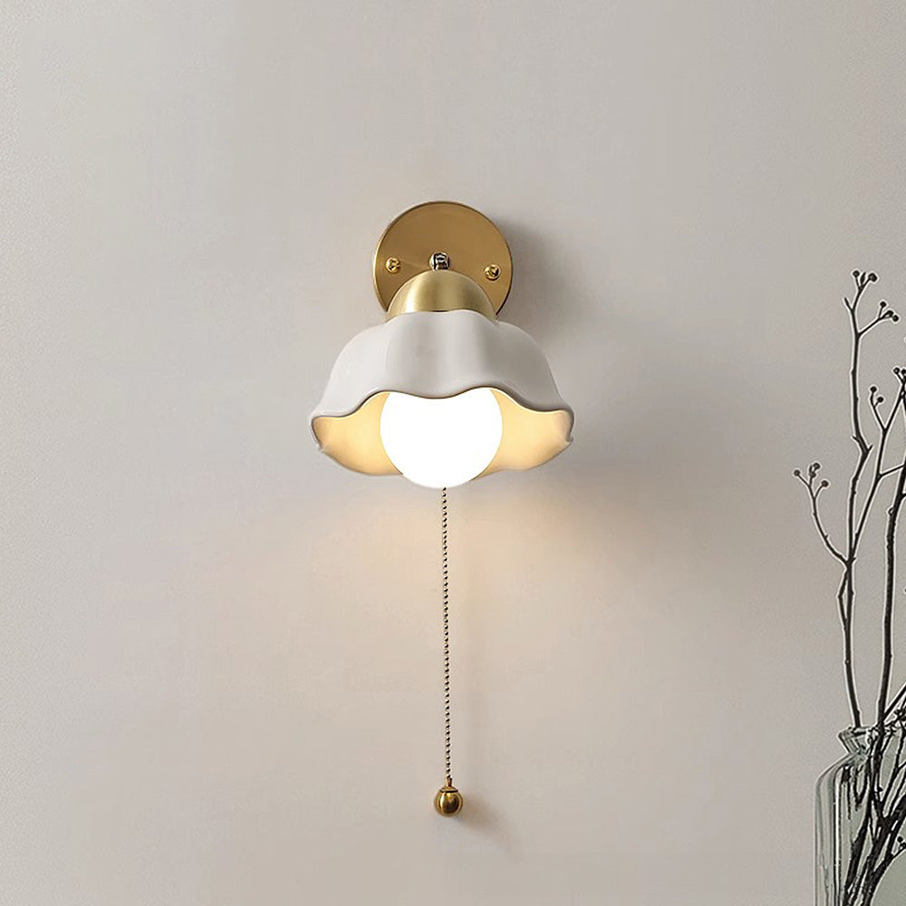 French Retro Wall Light in White, Elegant Flower Shape for Bedroom & Hallway