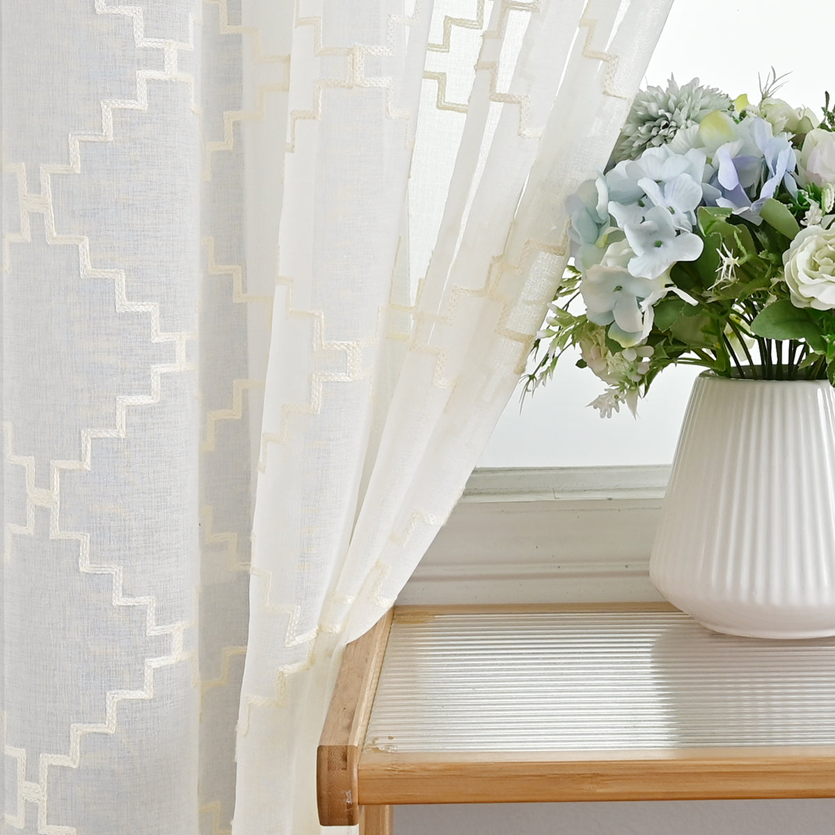 Transparent Voile Curtains with Diamond Pattern – Modern, Lightweight Curtains for Living Room