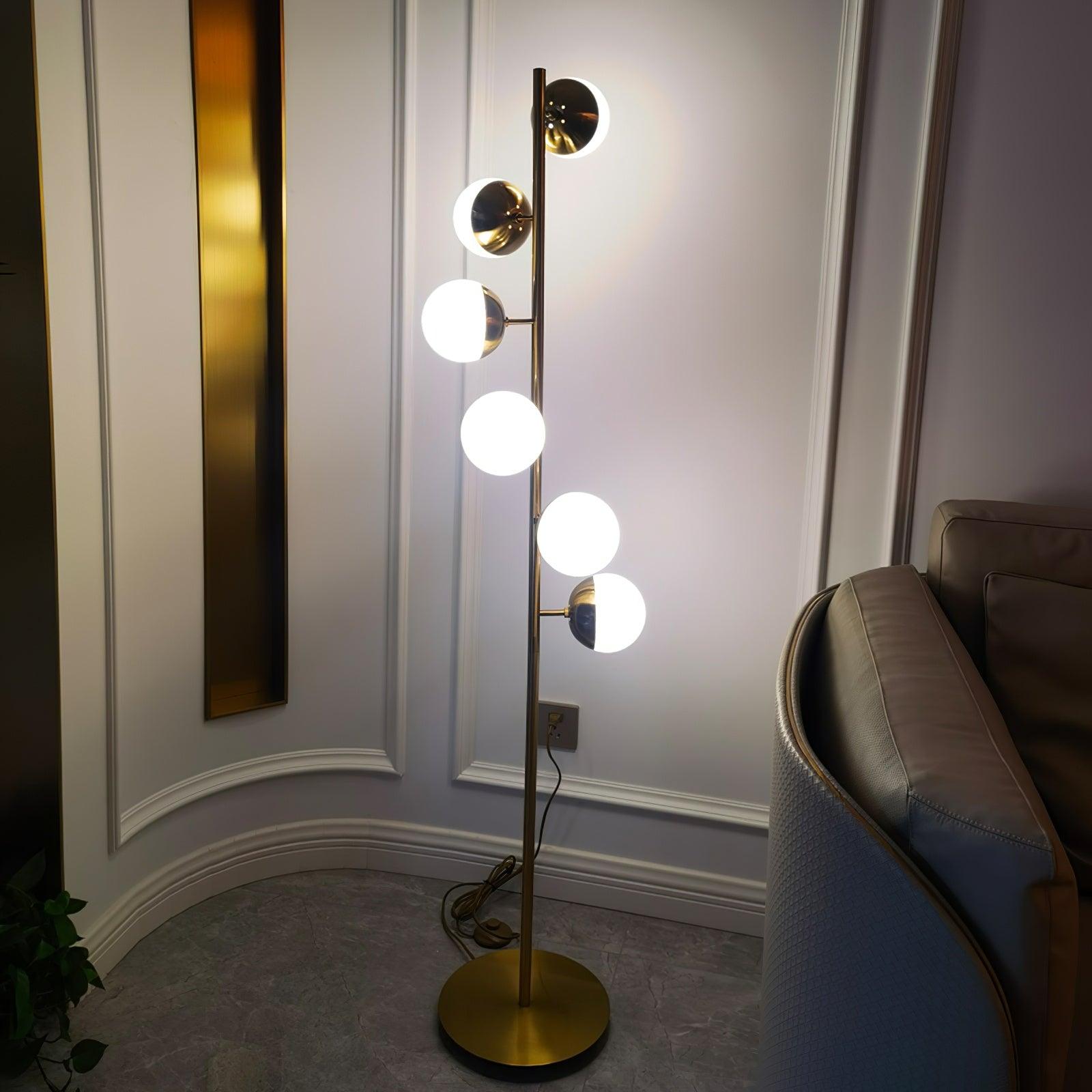 Modern LED Floor Lamp with Globe Lights – Gold Design Lamp for Living Room