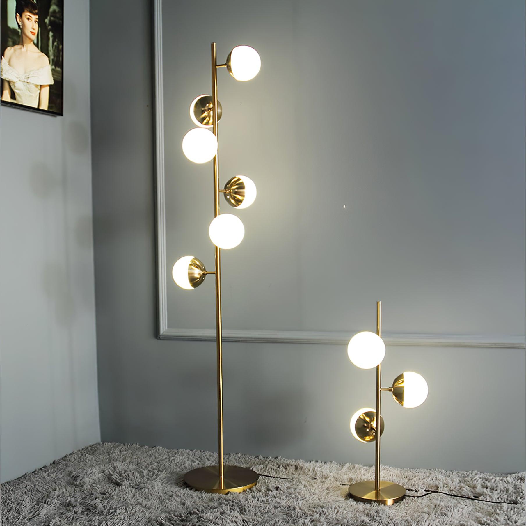 Modern LED Floor Lamp with Globe Lights – Gold Design Lamp for Living Room