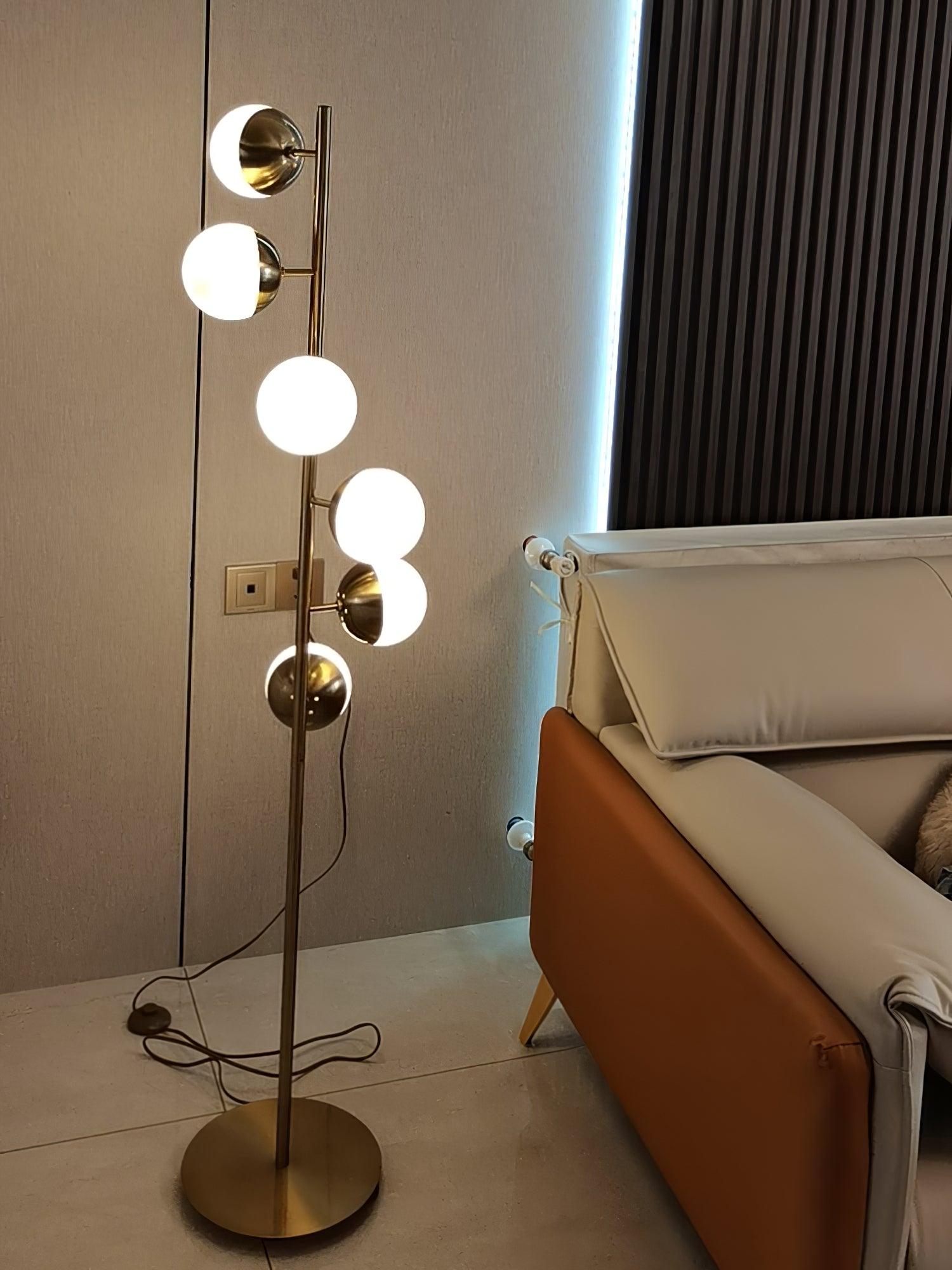 Modern LED Floor Lamp with Globe Lights – Gold Design Lamp for Living Room