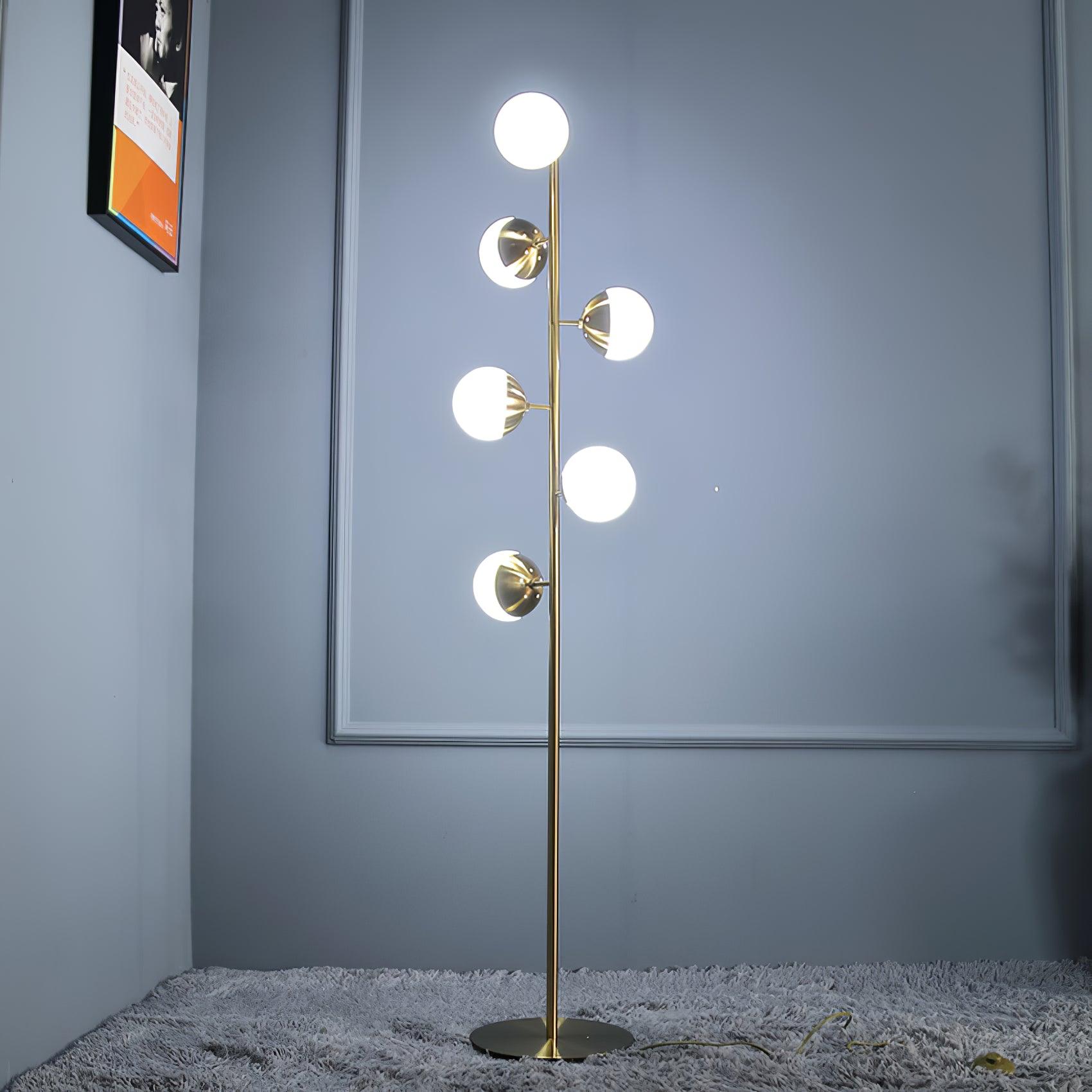 Modern LED Floor Lamp with Globe Lights – Gold Design Lamp for Living Room