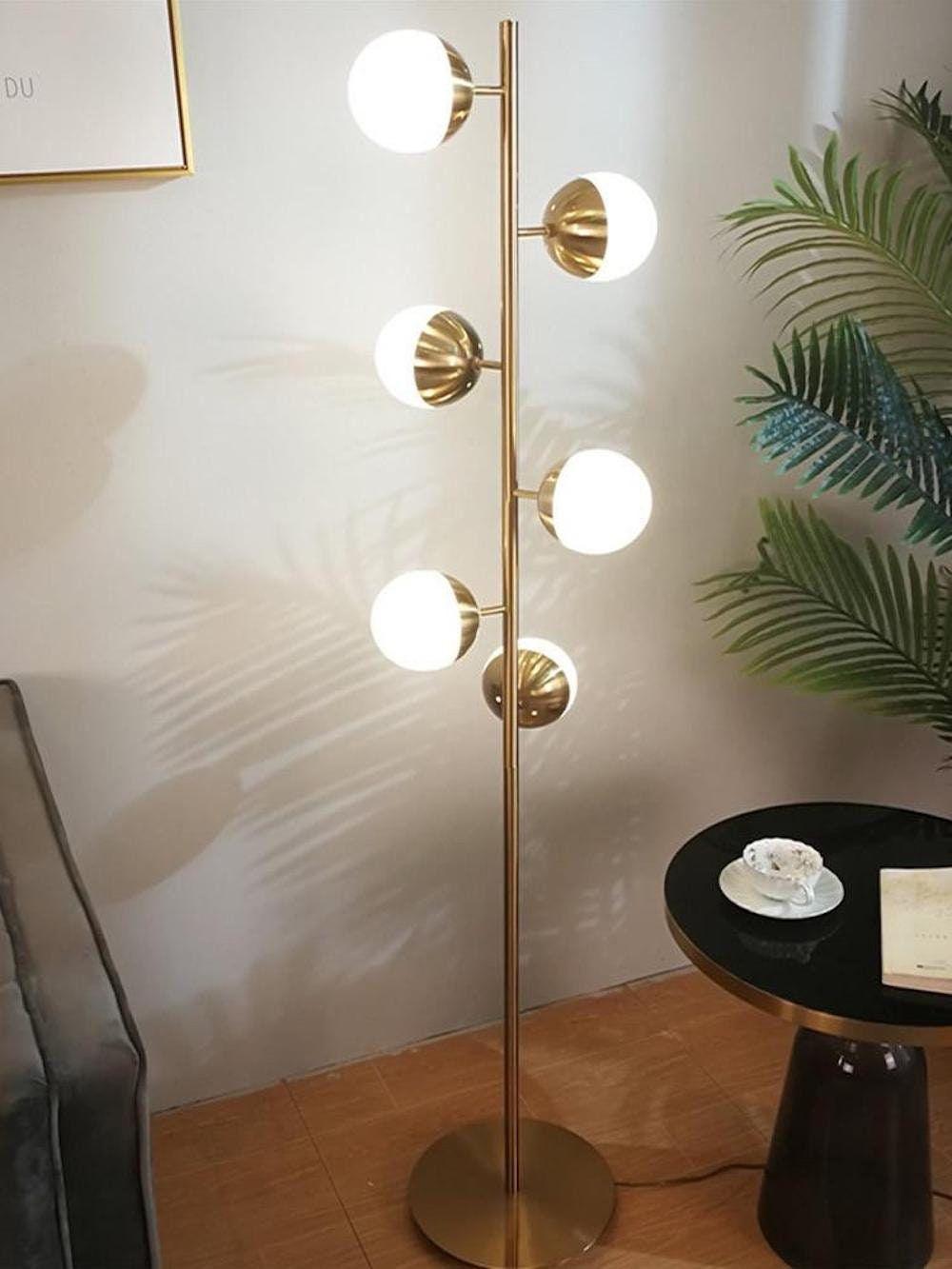 Modern LED Floor Lamp with Globe Lights – Gold Design Lamp for Living Room