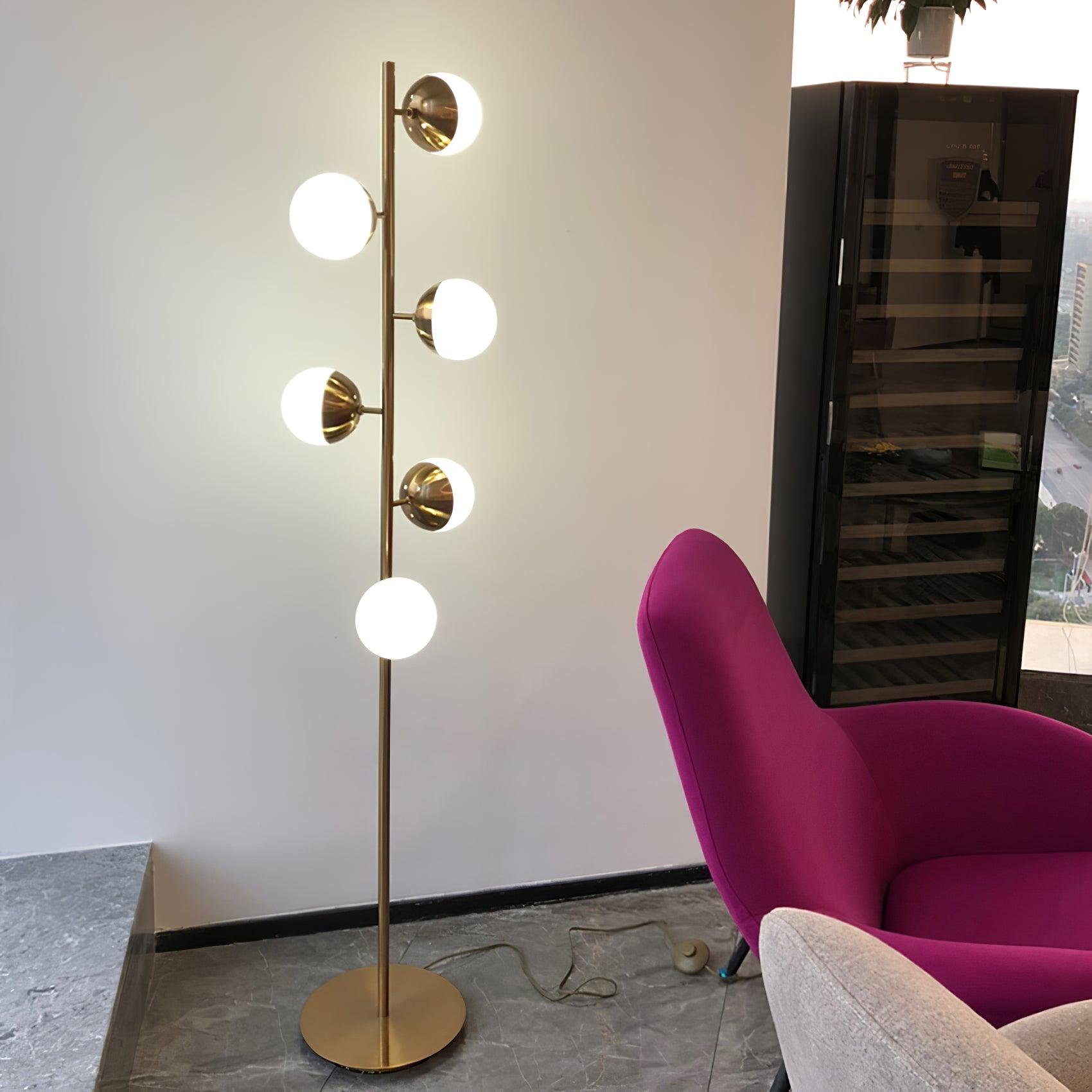 Modern LED Floor Lamp with Globe Lights – Gold Design Lamp for Living Room