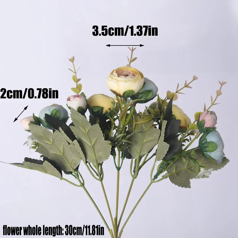 Artificial Silk Flower Bouquet, Realistic Decorative Flowers for Home and Wedding