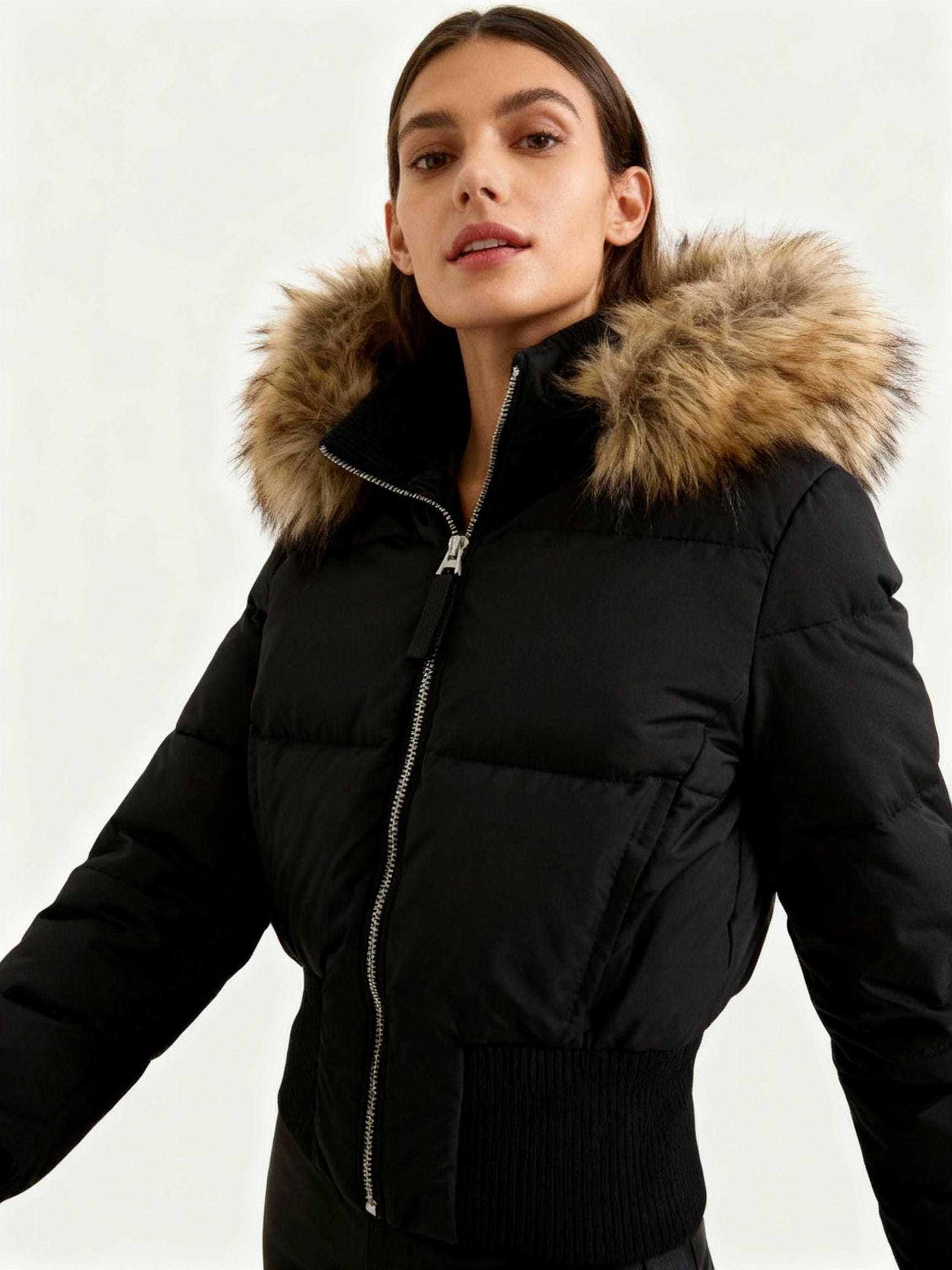Women's Short Winter Jacket | with Detachable Hood